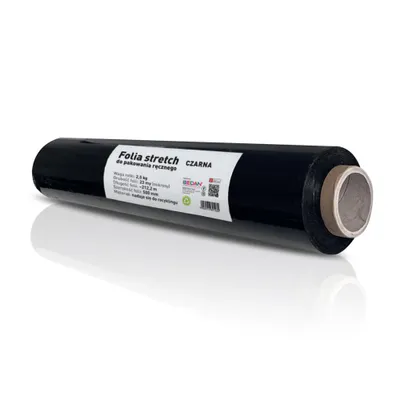 Zdjęcie produktu dla Folia stretch CZARNA 50cm 2,5kg MOCNA UNIWERSALNA 210 metrów