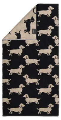 Productafbeelding van Cawö Handdoek "We love Dogs" (6246), kleur zwart/beige, afmetingen 50x150 cm