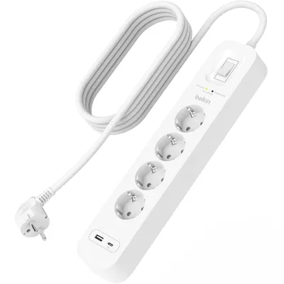 Produktbild von Belkin SRB001VF2M, 525 J, 4 AC-Ausgänge, Weiß, 2 m, 1 Stück(e)