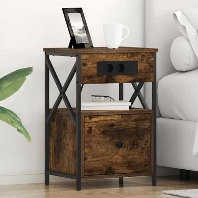 Obrázok produktu pre vidaXL Nočný stolík z údeného dubového dreva 40 x 31 x 60 cm drevotrieska