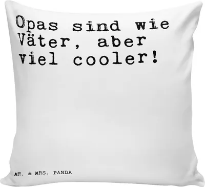 Produktbild von Mr. & Mrs. Panda Sofa Kissen Opas sind wie Väter,... - Weiß - Geschenk, Spruch Sprüche Weisheiten Zitate Lustig Weisheit Worte, Vatertag, Papa, Großeltern, 40x40, Opa