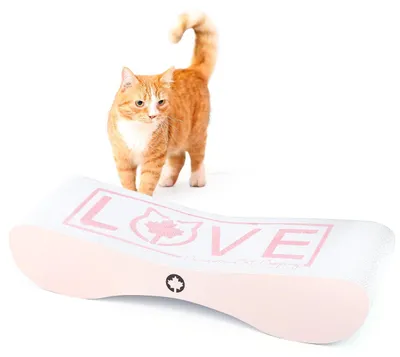 Produktbild von Kratzbrett Satellite · Katzen Kratzpappe LOVE · 76 x 24 x 15 cm · rosa