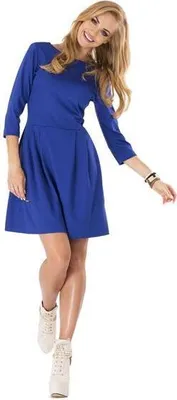 Immagine prodotto di Mini abito classico da donna a campana con maniche a 3/4; blu/M/38