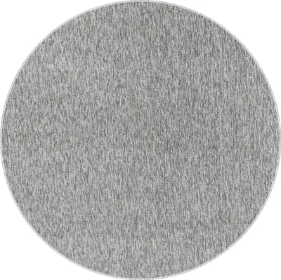 Produktbild von Kurzflor Teppich Wohnzimmer Hellgrau 120x120 Rund Unicolor - Einfarbig aus Polypropylen
