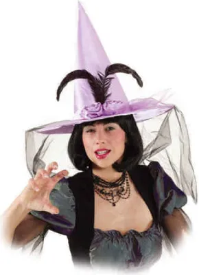 Produktbild von O23586 flieder Damen Hexen Hut Halloweenhut
