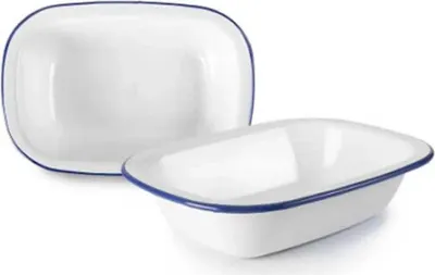 Zdjęcie produktu dla Emaliowane naczynie do zapiekania biało-niebieskie 27 cm