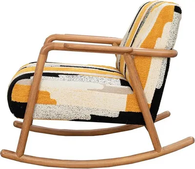 Zdjęcie produktu dla Designerski fotel bujany do salonu jednoosobowy Bunder jednoosobowy drewniany stelaż