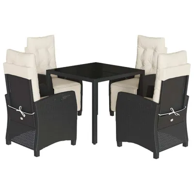 Produktbild von vidaXL 5-tlg. Garten-Essgruppe mit Kissen Schwarz Poly Rattan