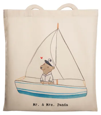 Produktbild von Mr. & Mrs. Panda Tote Bag Bär Segeln - Transparent - Geschenk, Tasche, Stoffbeutel, Uni, Shopping, Segelschule, Segeltörn, Segelboot, Laptoptasche, Yachtclub