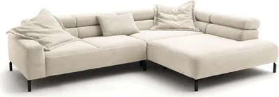 Produktbild von KAWOLA Sofa DELIA Ecksofa Cord cremeweiß Recamiere rechts