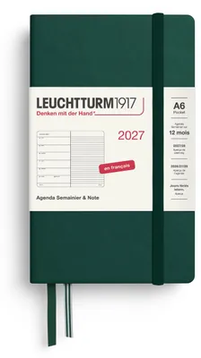 Immagine prodotto di Calendario settimanale 2027 LEUCHTTURM1917, formato tascabile (A6), con taccuino a righe – per la pianificazione degli appuntamenti