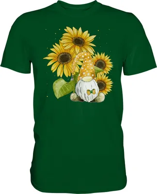 Produktbild von Gartenzwerg Sonnenblumen Shirt Gärtner Geschenk Garten – Bottle Green / S