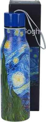 Obrázok produktu pre DUO | Fľaša na pitie – izolačná fľaša – 500 ml – Van Gogh Hviezdna noc – nerezová oceľ – termoska – odolná proti vytekaniu