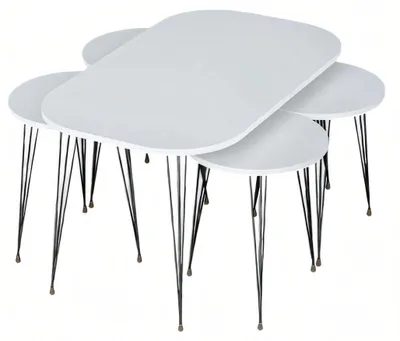 Immagine prodotto di Tavolino in legno bianco con tavolini dal design moderno