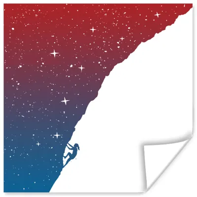 Produktbild von MuchoWow® Poster Nacht - Klettern - Sterne - Rot - Blau 75x75 cm - Wand Dekoration
