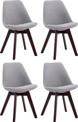 Produktbild von 4er Set Besucherstühle HLO-CP2 Walnuss Stoff  grau
