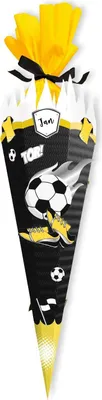 Produktbild von itenga SCHULTÜTEN Bastelset 68cm "FUSSBALL" meine Vereinstüte schwarz - schwarz gelb