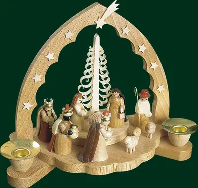 Produktbild von Kerzenhalter Christi Geburt natur Höhe= 17cm NEU