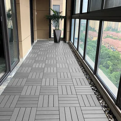 Produktbild von YZNAHRE WPC Terrassendielen 30x30cm Balkon Boden Terrassenfliesen 22 Stück,1㎡, Holzoptik Balkon Bodenbelag Klicksystem Balkonfliesen für Balkon und Garten, Grau