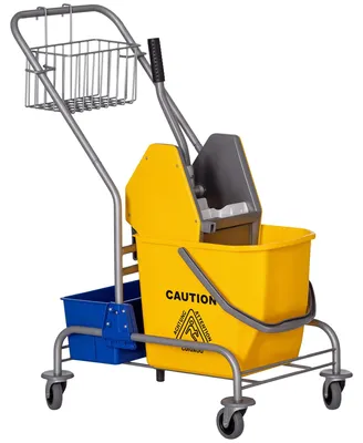 Immagine prodotto di Carrello per la pulizia - Secchio con strizzatore - Capacità: 25 litri - 4 ruote - Colore: giallo