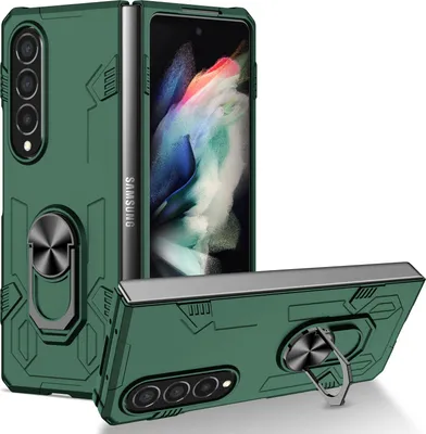 Obrázek produktu pro Galaxy Z Fold4 Pouzdro, robustní tvrdý PC, nárazuvzdorné Pouzdro s držákem prstenu a stojánkem pro Samsung Galaxy Z Fold 4 5G zelené