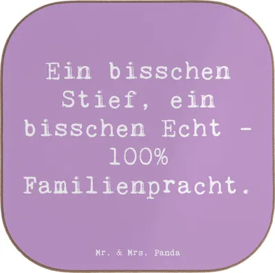 Produktbild von Mr. & Mrs. Panda Untersetzer für Gläser Spruch Liebe Stiefenkel - Lavendeltraum - Geschenk, einzigartige Designs, Familienstrukturen, Coaster, Tischuntersetzer, Tasse