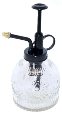 Produktbild von Glas-Pflanzenzerstauber schwarz mit Blumenmotiv 16 cm