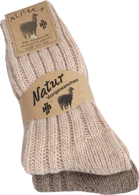 Produktbild von KB Alpaka Socken warme Wollsocken Wintersocken Damen Herren 2 Paar braun 39-42