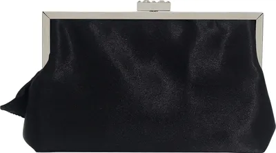 Image de Embrayage sac de soirée élégant plissé satin sac à main formelle simple porte-monnaie classique pour les femmes (noir)