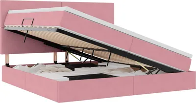 Produktbild von Aufbewahrungsbett mit Matratze Rosa 200 x 200 cm Samt