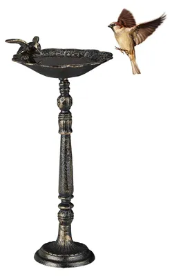 Obrázek produktu pro TRANKIELO® - Krmítko pro ptáky, litinové, s podstavou - Retro design - Vhodné do zahrady nebo na terasu - 40 cm, bronzová barva