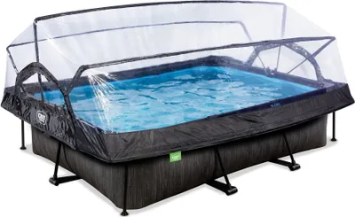 Produktbild von EXIT Black Wood zwembad 300x200x65cm met filterpomp en overkapping - zwart