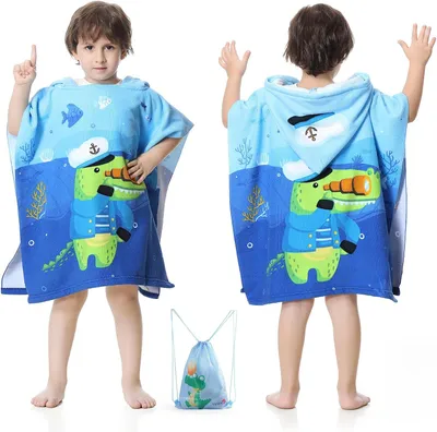 Zdjęcie produktu dla Poncho dla dzieci, mikrofibra, z kapturem, chłonny, na plażę i basen