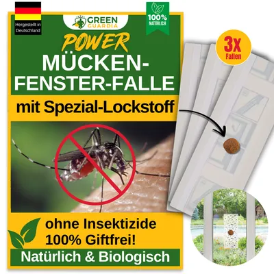 Produktbild von Fenster Mückenfallen mit Spezial-Lockstoff – 3x Fallen – Mücken bekämpfen am Fenster, Mückenfalle Klebefalle, Mückenfalle Innenbereich, Insektenfänger