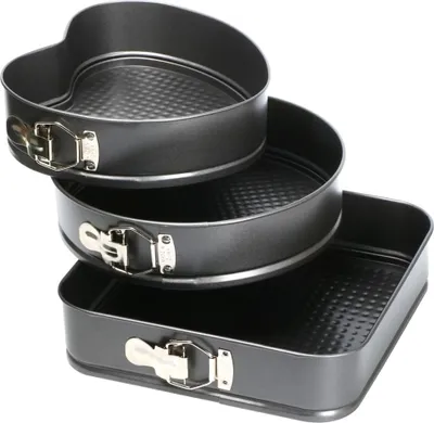 Produktbild von Set von 3 Springformen - Rund, Quadratisch und Herzförmige Backformen
