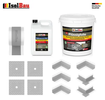 Dichtset Flüssigfolie 20kg Dusche Dichtband Dichtfolie Tiefengrund Dichtecke Bad