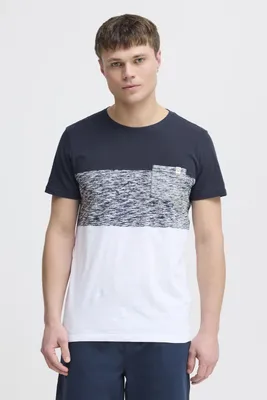 Produktbild von SOLID SDSinor Herren T-Shirt Kurzarm Shirt mit Streifen Rundhals-Ausschnitt Brusttasche 100% Baumwolle Regular fit