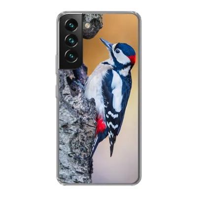 Produktbild von MuchoWow® Handyhülle Schutzhülle Hülle für Samsung Galaxy S22 Nahaufnahme eines Buntspechts auf einem Baumstamm Silikon Softcase Handy Hülle - Mobiltelefonhülle