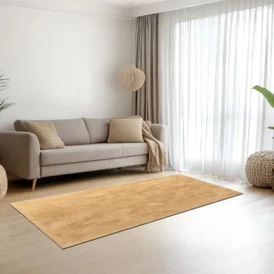 Produktbild von Teppich gold samtig weich Hasenfell-Optik mit sanftem Glanz Größe - 60 x 110 cm