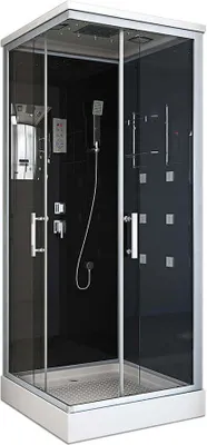 Produktbild von HOME DELUXE - Komplettdusche WAVE M - Schwarz, Maße: 90 x 90 - inkl. Radio, Regendusche und komplettem Zubehör I Fertigdusche, Dusche, Duschtempel