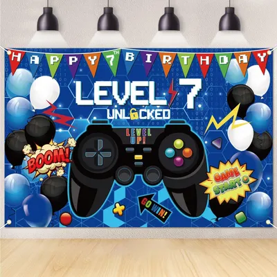 Productafbeelding van Video Game Achtergrond voor Verjaardagsfeest 1.8x1.2m