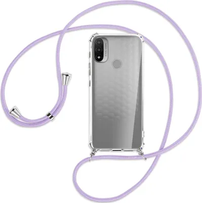 Produktbild von Handykette Backcover-Schutzhülle mit Band (Metall silberfarben) für Motorola Moto E20 (XT2155) - violett