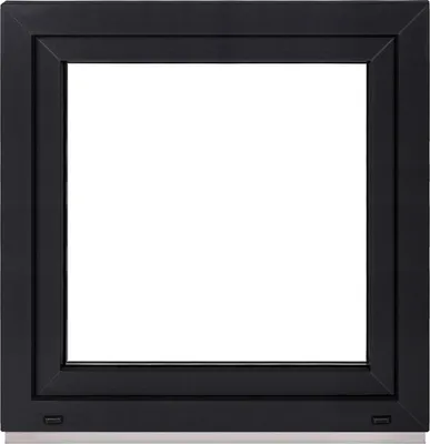 A black framed window against a white background.