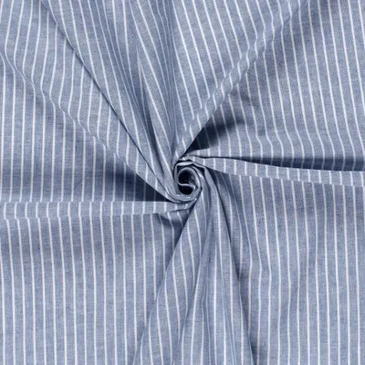Baumwoll Leinen Stoff Chambré Melange breite Streifen Meterware drapiert indigo blau