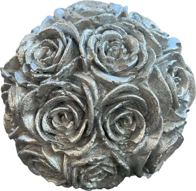 Produktbild von Beton Rosenkugel mit silberner Patina - eine ganz besondere Dekoration