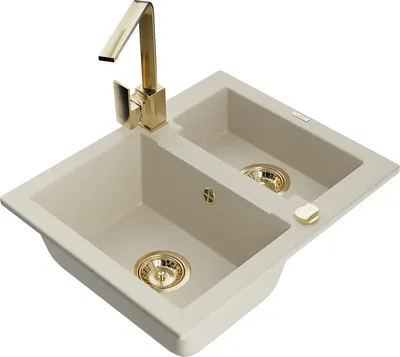 Image de Mexen Carlos évier en granit 1,5 bac avec mitigeur Rita, Beige - 6518-69-670300-50