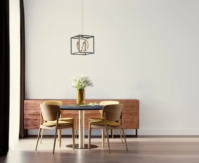 Produktbild von LED Pendelleuchte Schwarz Gold einflammig mit Fernbedienung dimmbar & Tageslicht