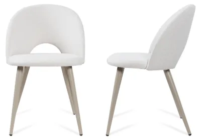 Produktbild von Esszimmerstuhl ’Karijoki’ 2er Set Polsterstühle Webstoff Metallbeine 77 x 50 x 55 cm Beige
