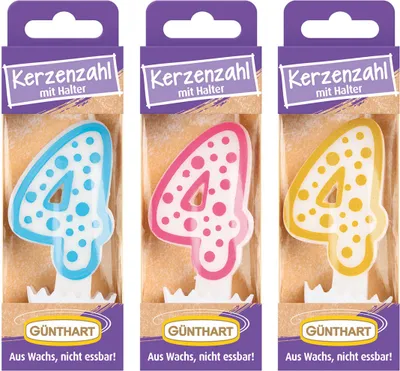 Produktbild von Günthart Wachskerze Nr.4 Geburtstagskerze 1 Stück farblich Sortiert