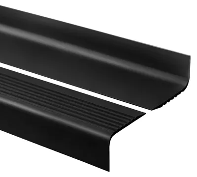 Produktbild von Treppenkantenprofil 70x40 mm, Treppenprofil PVC für Treppenstufen, Treppenkantenschutz mit Rillen, Antirutsch, RGPD, schwarz, 150 cm  - Quest